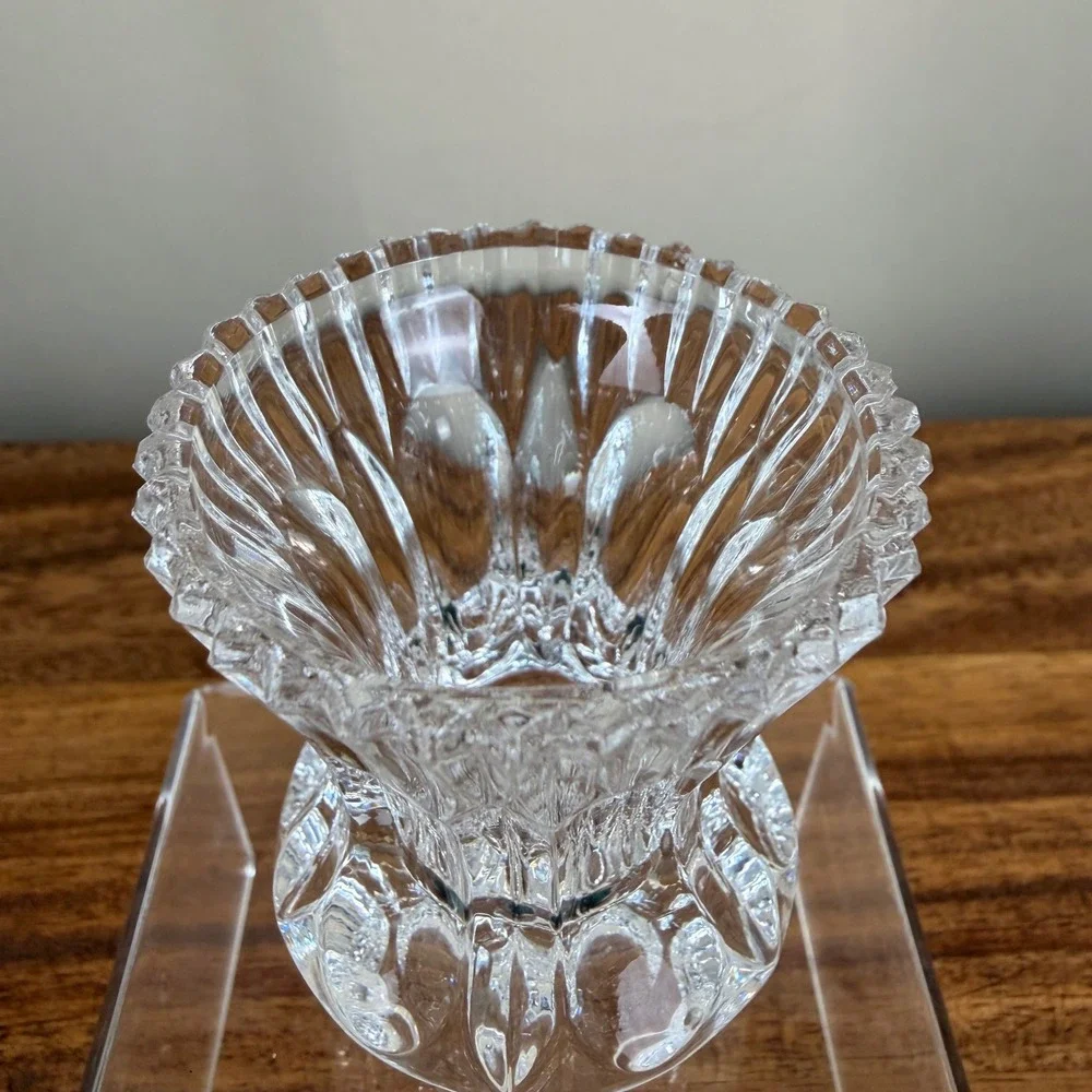 Princess House Crystal Bud Vase Toothpick Holder Clear Scalloped Pressed Glass